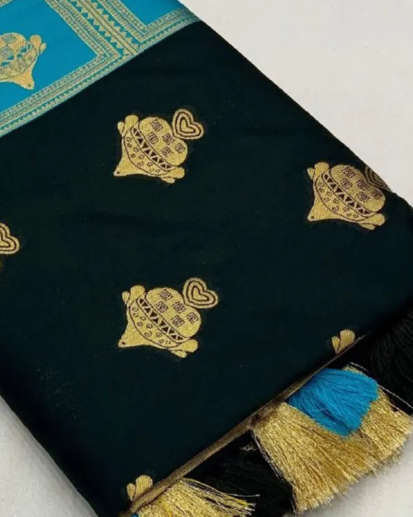 Black_And_Blue_Color_Just_Released_Soft_Banarasi_Silk_Saree_with_Classy_Bloue_Piece