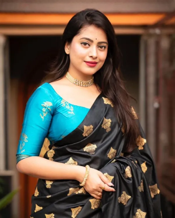 Black_And_Blue_Color_Just_Released_Soft_Banarasi_Silk_Saree_with_Classy_Bloue_Piece