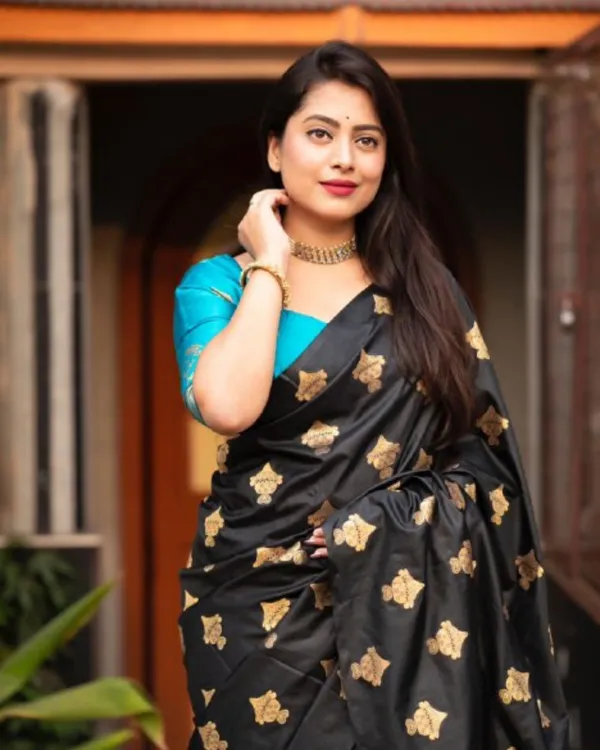 Black_And_Blue_Color_Just_Released_Soft_Banarasi_Silk_Saree_with_Classy_Bloue_Piece