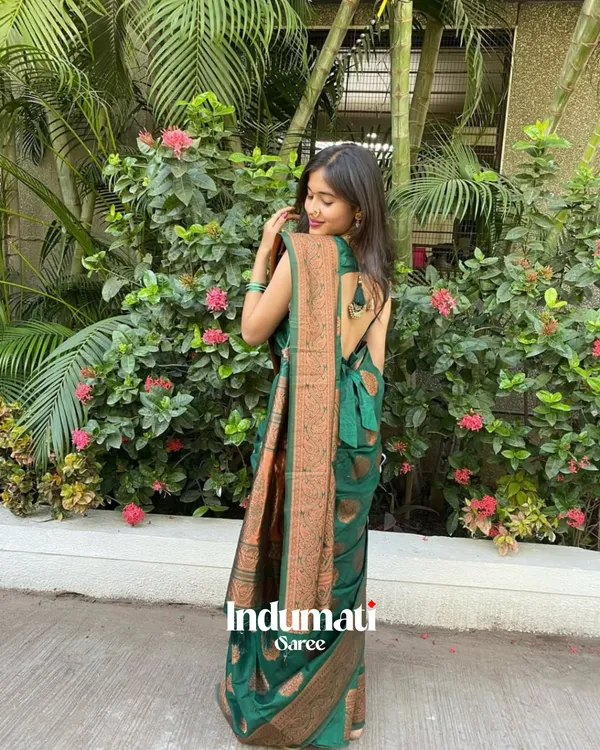 Green__Color_Color_MostSoft_Banarasi_Silk_Saree_with_Classy_Blouse_Piece