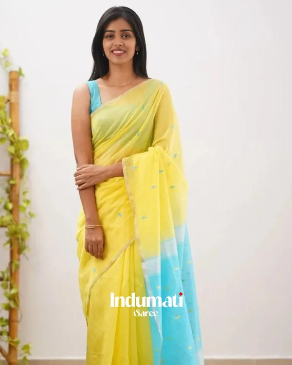 Yellow_Color_Just_Released_Cotton_Silk_Saree_with_Classy_Bloue_Piece