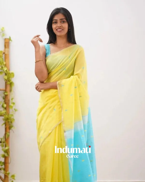 Yellow_Color_Just_Released_Cotton_Silk_Saree_with_Classy_Bloue_Piece