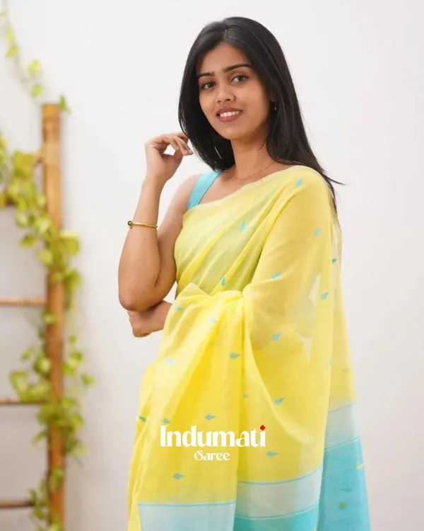 Yellow_Color_Just_Released_Cotton_Silk_Saree_with_Classy_Bloue_Piece