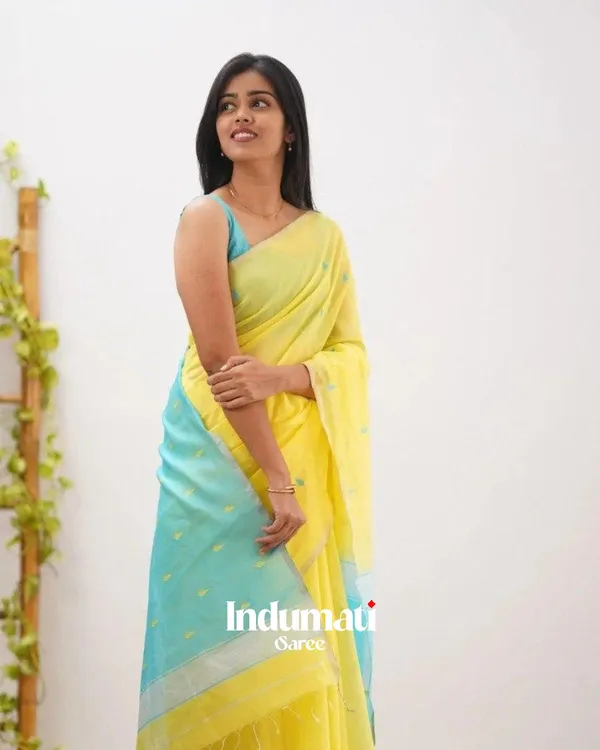 Yellow_Color_Just_Released_Cotton_Silk_Saree_with_Classy_Bloue_Piece