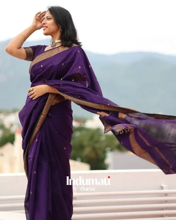 Purple_Color_Premium_Cotton_Silk_Saree_With_Classy_Blouse