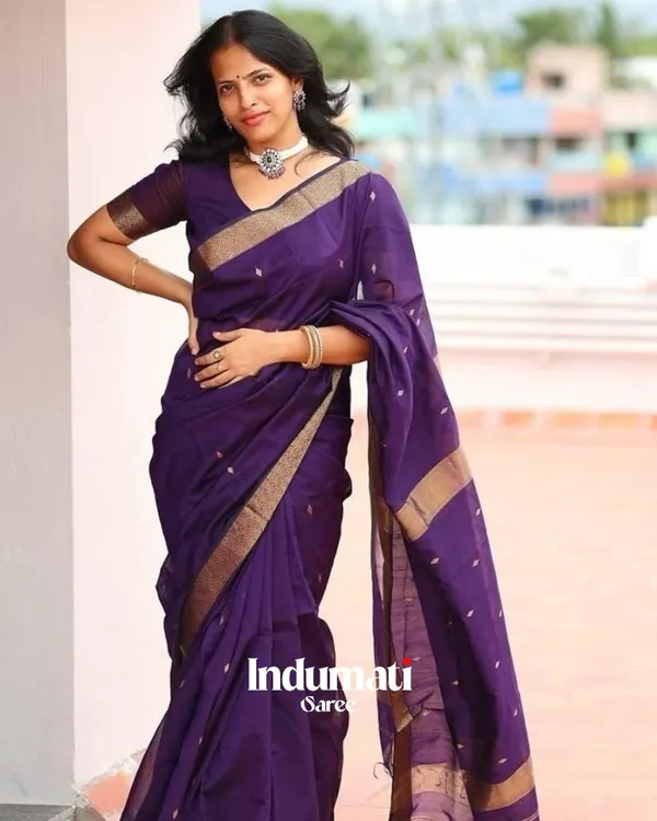 Purple_Color_Premium_Cotton_Silk_Saree_With_Classy_Blouse