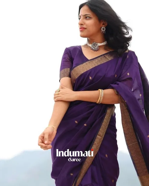 Purple_Color_Premium_Cotton_Silk_Saree_With_Classy_Blouse