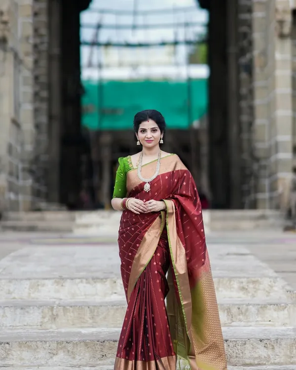 Maroon_Color_Pro_Collection_Soft_Banarasi_Silk_Saree_with_Classy_Bloue_Piece