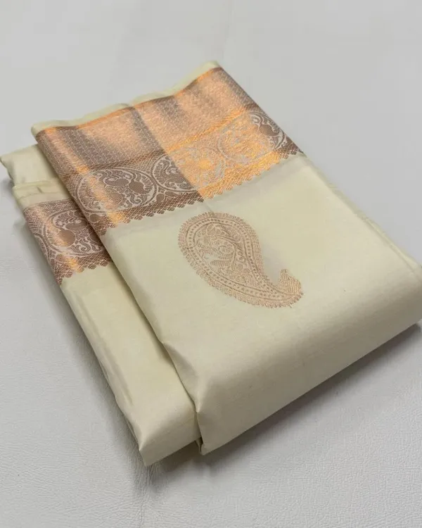 Cream_Color_Updated_Edition_Soft_Banarasi_Silk_Saree_with_Pure_Golden_Zari_Work_&_Classy_Bloue_Piece