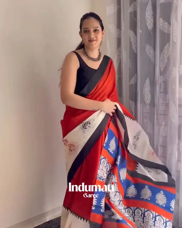 Ruby_Fade_-_Red_Linen_Saree_with_Black_Highlights_&_Blouse