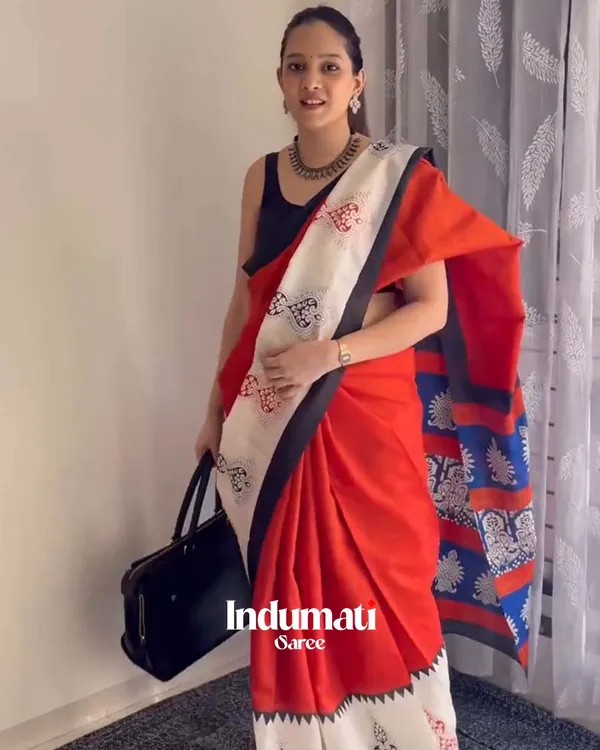 Ruby_Fade_-_Red_Linen_Saree_with_Black_Highlights_&_Blouse
