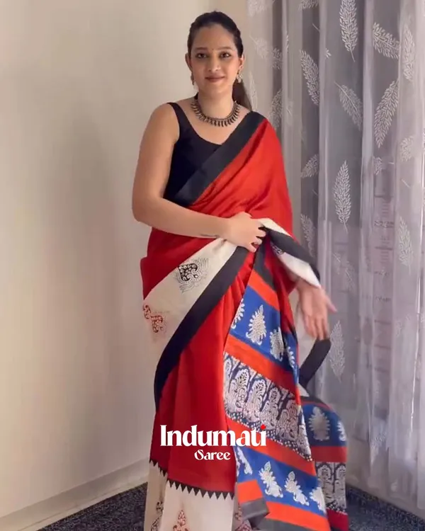 Ruby_Fade_-_Red_Linen_Saree_with_Black_Highlights_&_Blouse