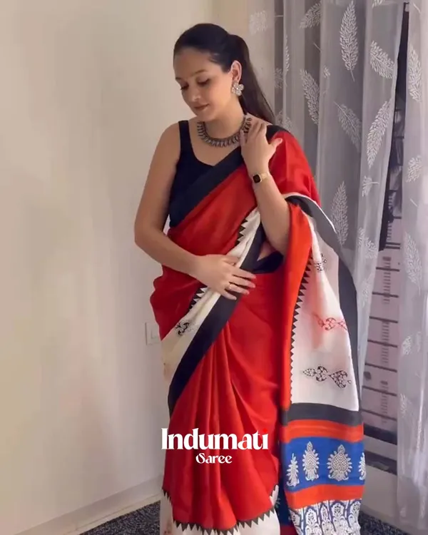 Ruby_Fade_-_Red_Linen_Saree_with_Black_Highlights_&_Blouse