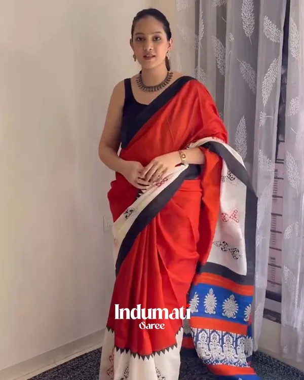 Ruby_Fade_-_Red_Linen_Saree_with_Black_Highlights_&_Blouse
