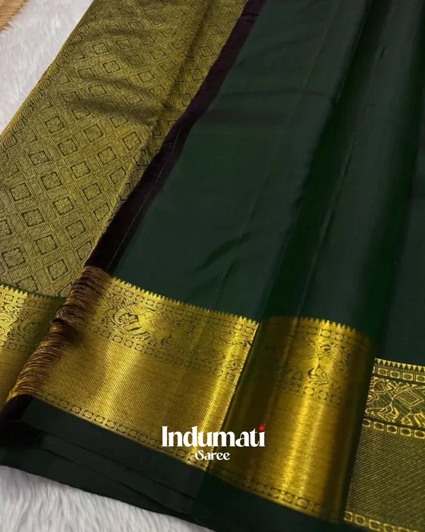 Green_Color_Latest_Arrival_Soft_Banarasi_Silk_Saree_with_Pure_Golden_Zari_work_&_Classy_Blouse_Piece