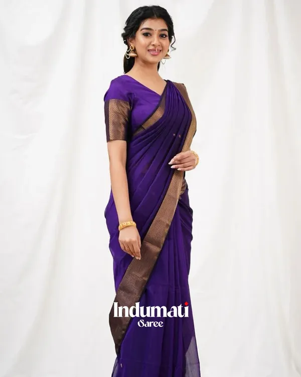 Navy_Blue_Color_Premium_Cotton_Silk_Saree_With_Classy_Blouse