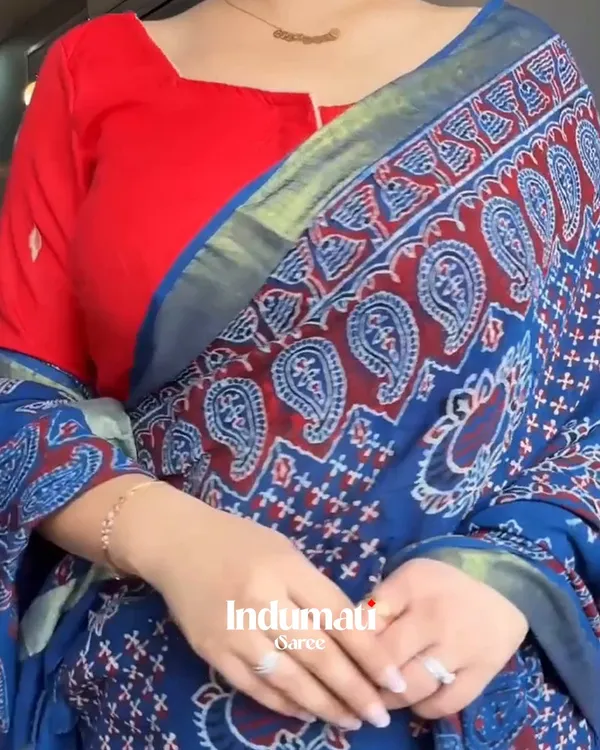 Ocean_Flame_-_Navy_Blue_Linen_Saree_with_Fiery_Red_Blouse