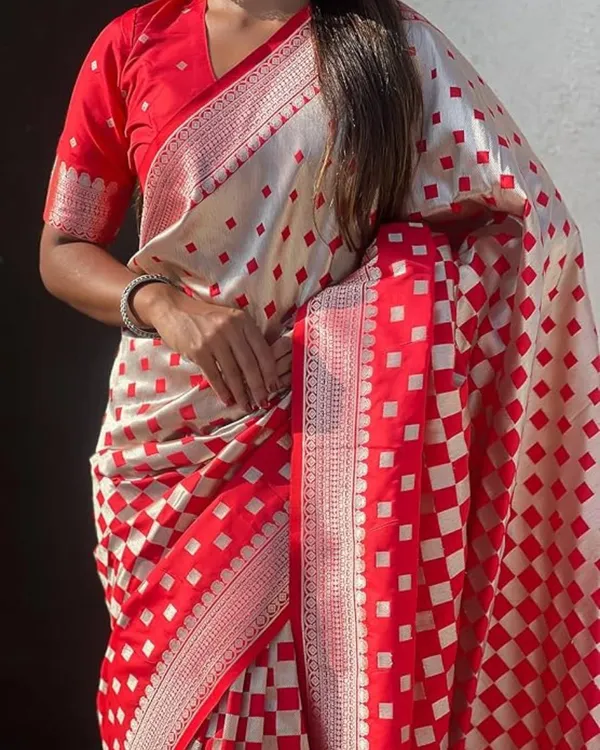 Red_Color_In_Demand_Soft_Banarasi_Silk_Saree_with_Classy_Bloue_Piece