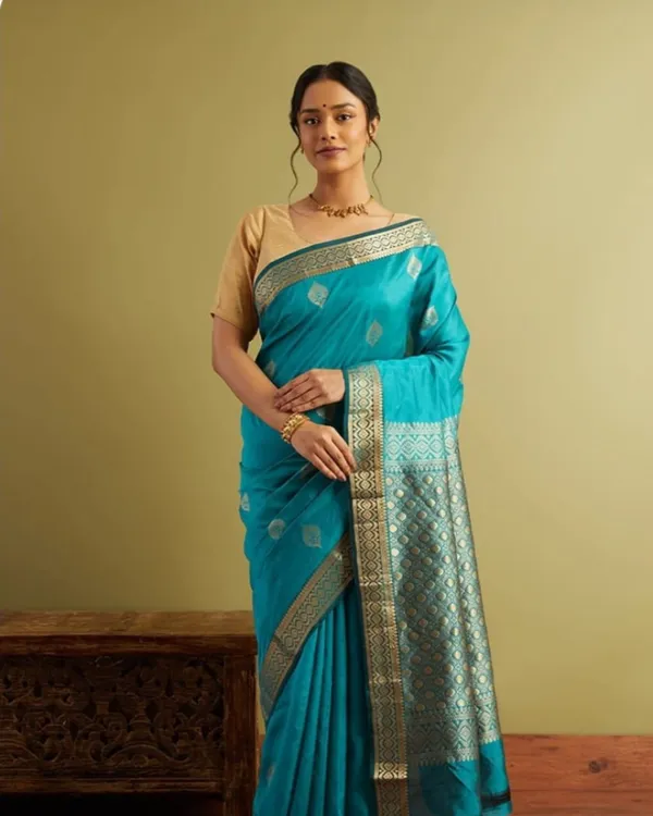 Bottle_Blue_Color_Recent_Drop_Soft_Banarasi_Silk_Saree_with_Classy_Bloue_Piece