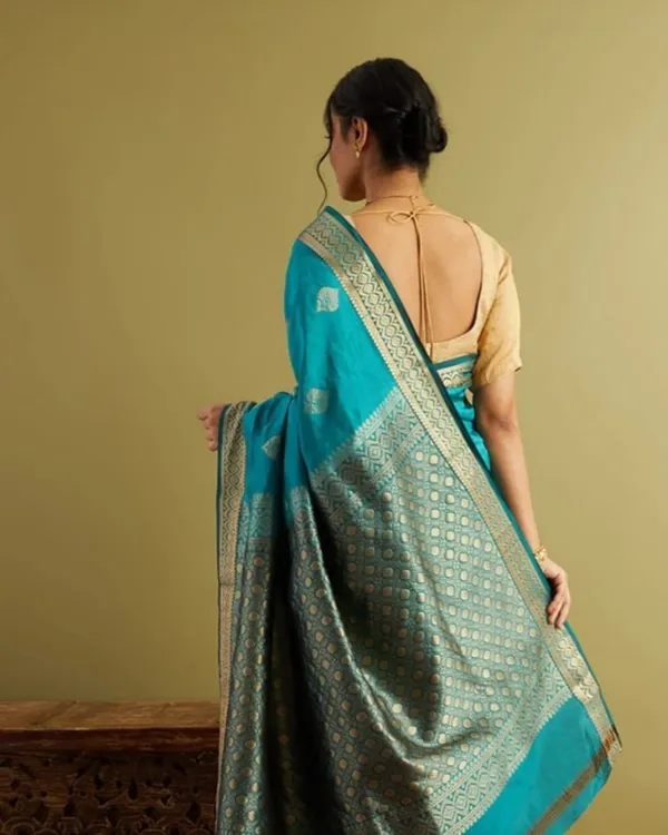 Bottle_Blue_Color_Recent_Drop_Soft_Banarasi_Silk_Saree_with_Classy_Bloue_Piece
