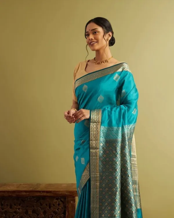 Bottle_Blue_Color_Recent_Drop_Soft_Banarasi_Silk_Saree_with_Classy_Bloue_Piece