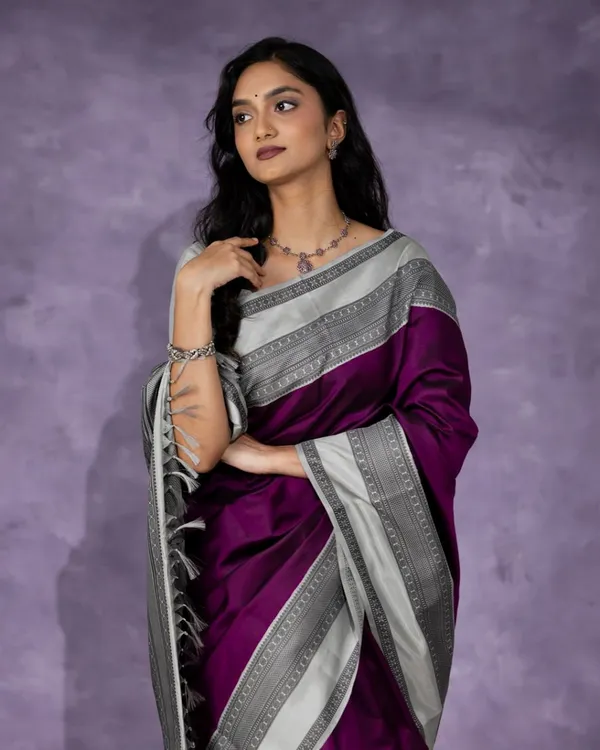 Purple_Color_Recently_Launched_Soft_Banarasi_Silk_Saree_with_Classy_Bloue_Piece