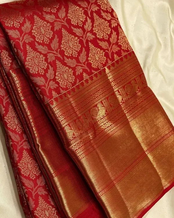 Red_Color_Viral_Pick_Soft_Banarasi_Silk_Saree_with_Pure_Golden_Zari_Work_&__Classy_Bloue_Piece