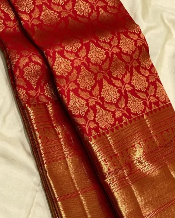 Red_Color_Viral_Pick_Soft_Banarasi_Silk_Saree_with_Pure_Golden_Zari_Work_&__Classy_Bloue_Piece
