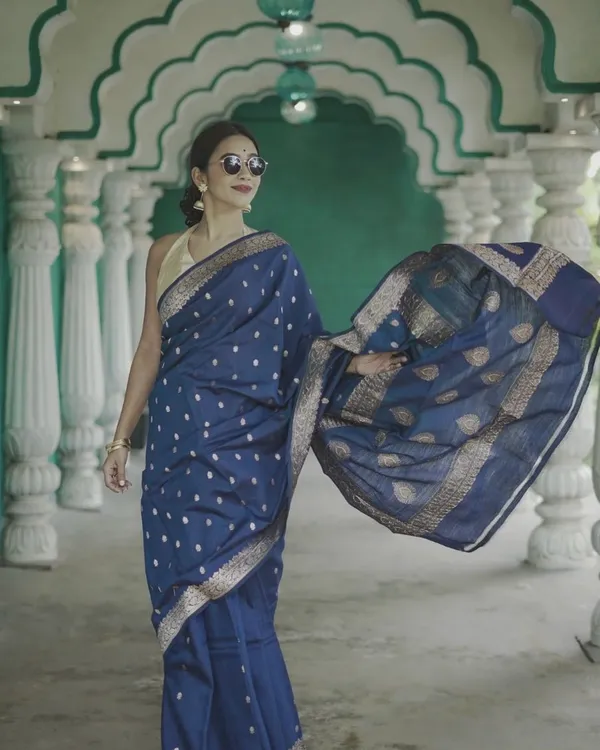 Blue_Color_Best_Seller_Soft_Banarasi_Silk_Saree_with_Classy_Bloue_Piece