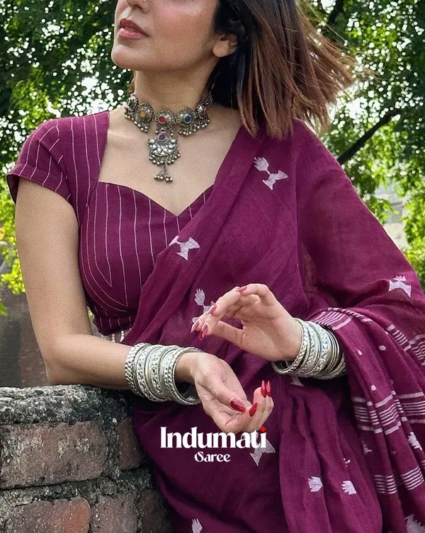 Neelaab_-_Regal_Purple_Saree_with_Matching_Blouse_Piece