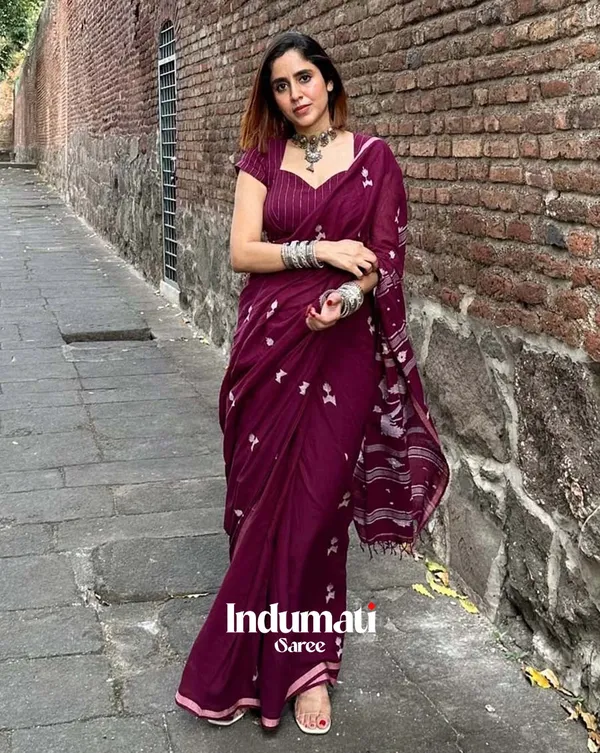 Neelaab_-_Regal_Purple_Saree_with_Matching_Blouse_Piece