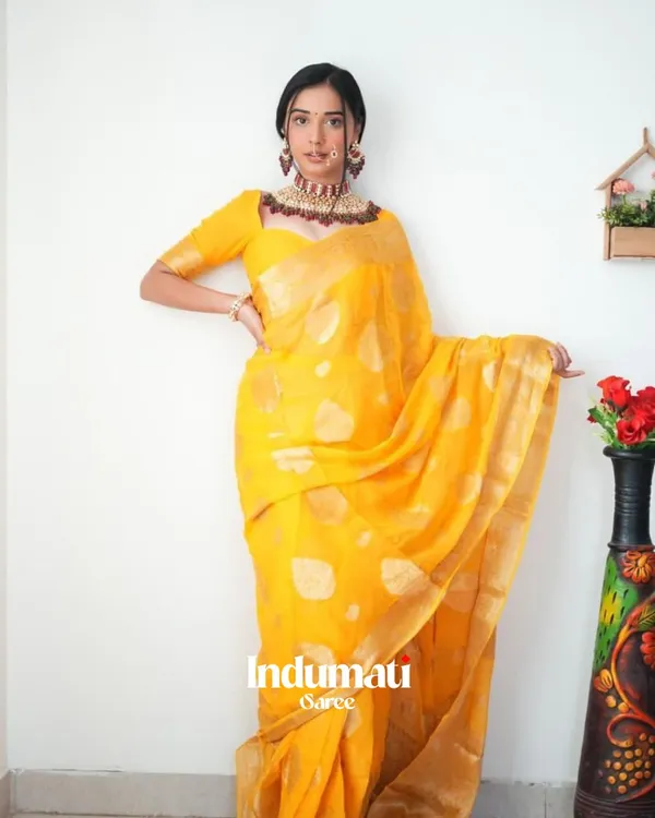 Yellow_Color_Premium_Cotton_Silk_Saree_With_Classy_Blouse