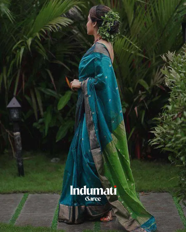 Rama_Color_Premium_Cotton_Silk_Saree_With_Classy_Blouse_and_tassels
