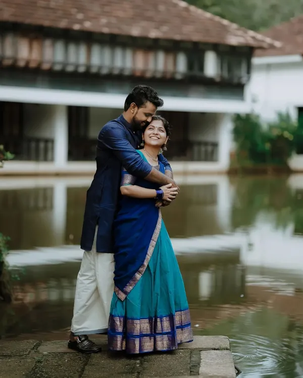 Blue_And_Bottle_Blue_Color_Kanchipuram_Zari_Weaving_Half_Saree_With_Blouse__Silk_Dupatta