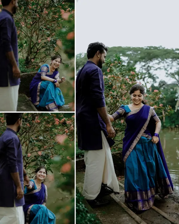 Blue_And_Bottle_Blue_Color_Kanchipuram_Zari_Weaving_Half_Saree_With_Blouse__Silk_Dupatta