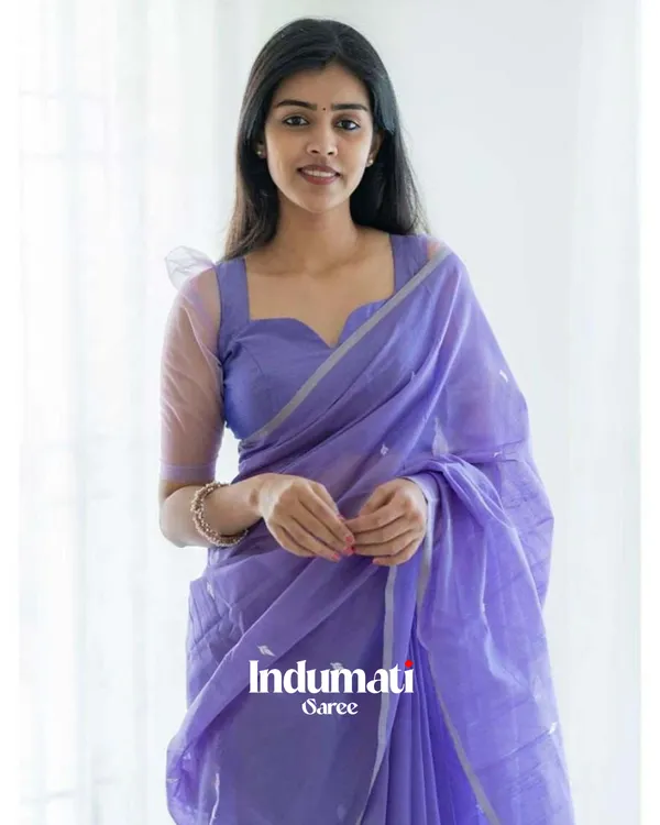 Lavender_Color_Cotton_Silk_Saree_With_Blouse_Piece