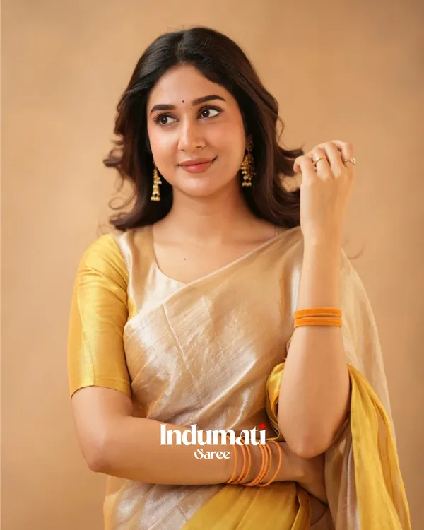 Elegant_Golden_Tissue_Cotton_Saree_with_Matching_Blouse_Piece