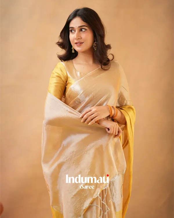 Elegant_Golden_Tissue_Cotton_Saree_with_Matching_Blouse_Piece