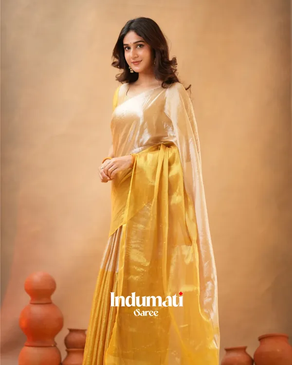Elegant_Golden_Tissue_Cotton_Saree_with_Matching_Blouse_Piece