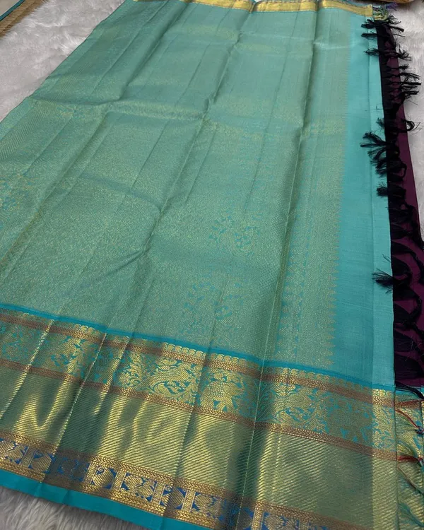 Purple_Color_Now_Available_Soft_Banarasi_Silk_Saree_with_Pure_Golden_Zari_Work_&_Classy_Bloue_Piece