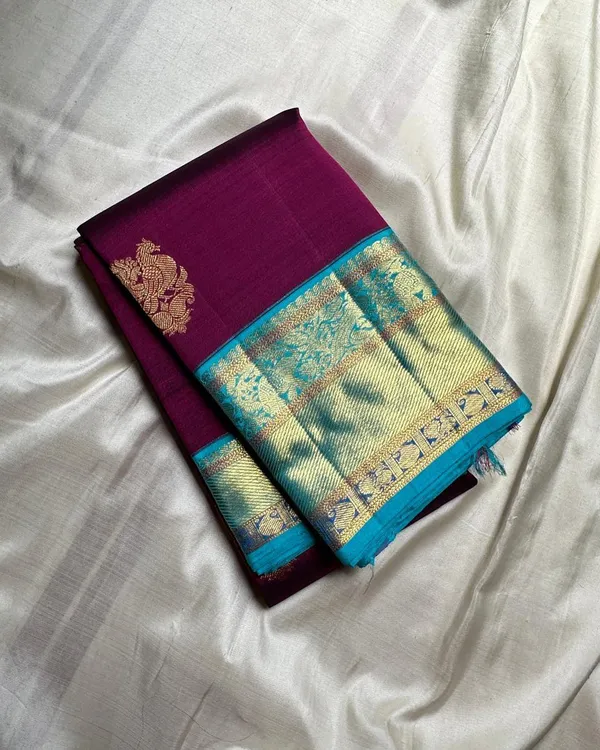 Purple_Color_Now_Available_Soft_Banarasi_Silk_Saree_with_Pure_Golden_Zari_Work_&_Classy_Bloue_Piece