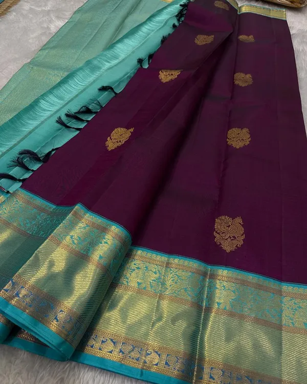 Purple_Color_Now_Available_Soft_Banarasi_Silk_Saree_with_Pure_Golden_Zari_Work_&_Classy_Bloue_Piece