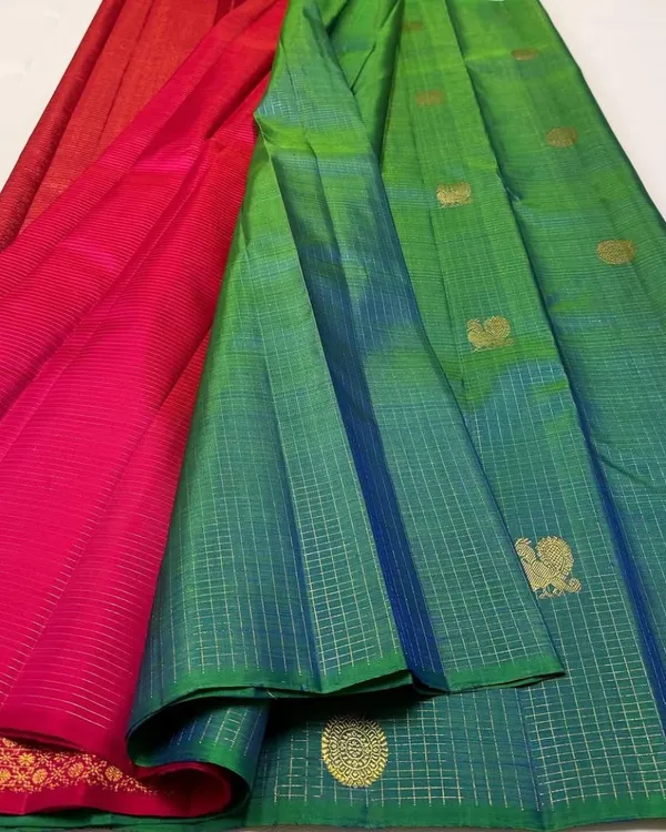 Green_Color_Recently_Launched_Soft_Banarasi_Silk_Saree_with_Classy_Bloue_Piece