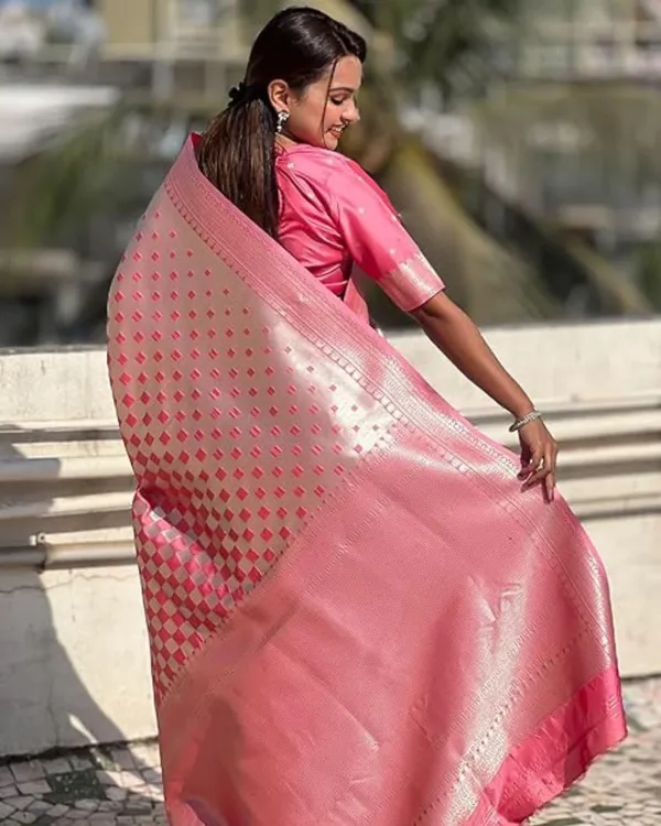 Light_Pink_Color_Updated_Edition_Soft_Banarasi_Silk_Saree_with_Classy_Bloue_Piece