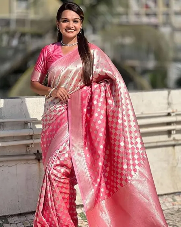 Light_Pink_Color_Updated_Edition_Soft_Banarasi_Silk_Saree_with_Classy_Bloue_Piece