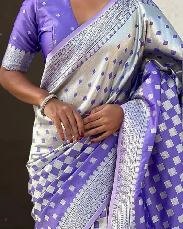 Light_Purple_Color_Best_Seller_Soft_Banarasi_Silk_Saree_with_Classy_Bloue_Piece