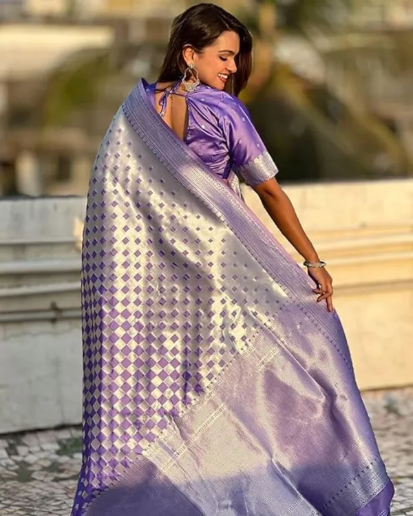 Light_Purple_Color_Best_Seller_Soft_Banarasi_Silk_Saree_with_Classy_Bloue_Piece