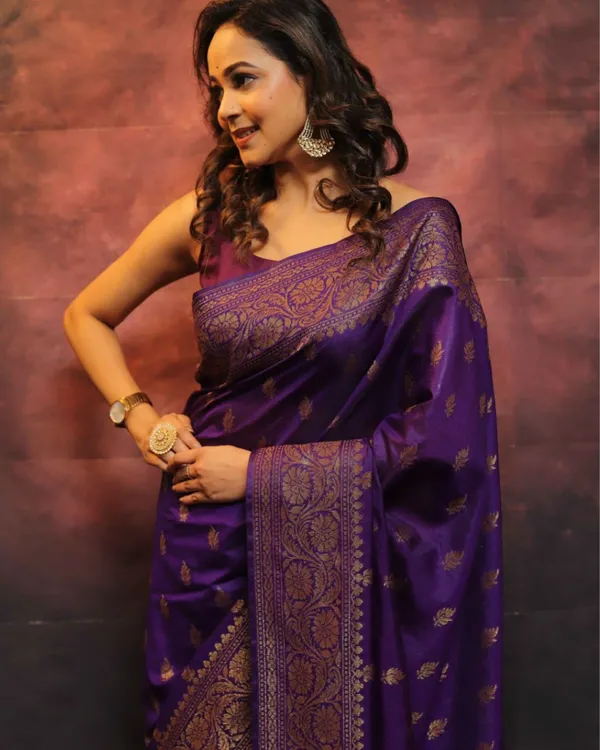 Purle_Color_Elite_Pick_Soft_Banarasi_Silk_Saree_with_Classy_Bloue_Piece