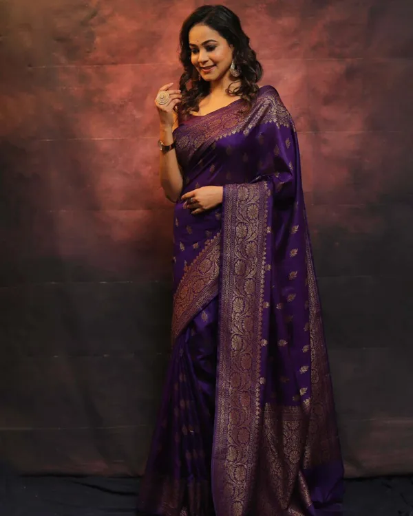 Purle_Color_Elite_Pick_Soft_Banarasi_Silk_Saree_with_Classy_Bloue_Piece