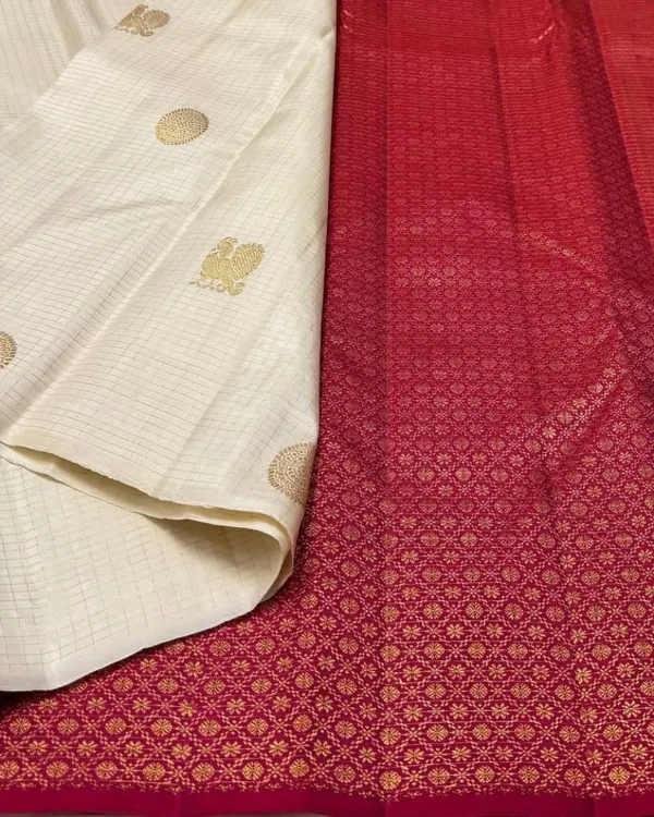 White_And_Red_Color_Latest_Add_Soft_Banarasi_Silk_Saree_with_Classy_Bloue_Piece